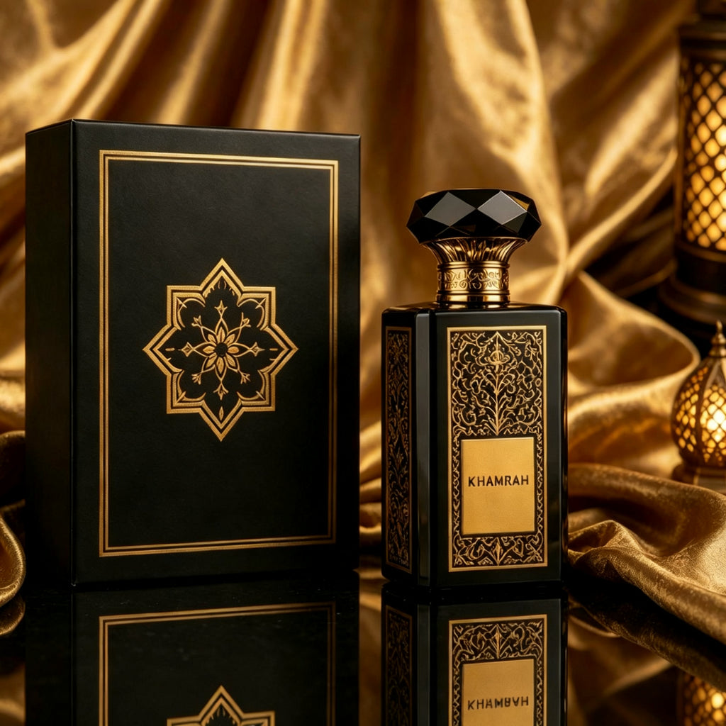العطر الشرقي الفاخر مع الصندل: طقم هدية يجمع بين العبوة الكاملة والعينة التجريبية من خمراه